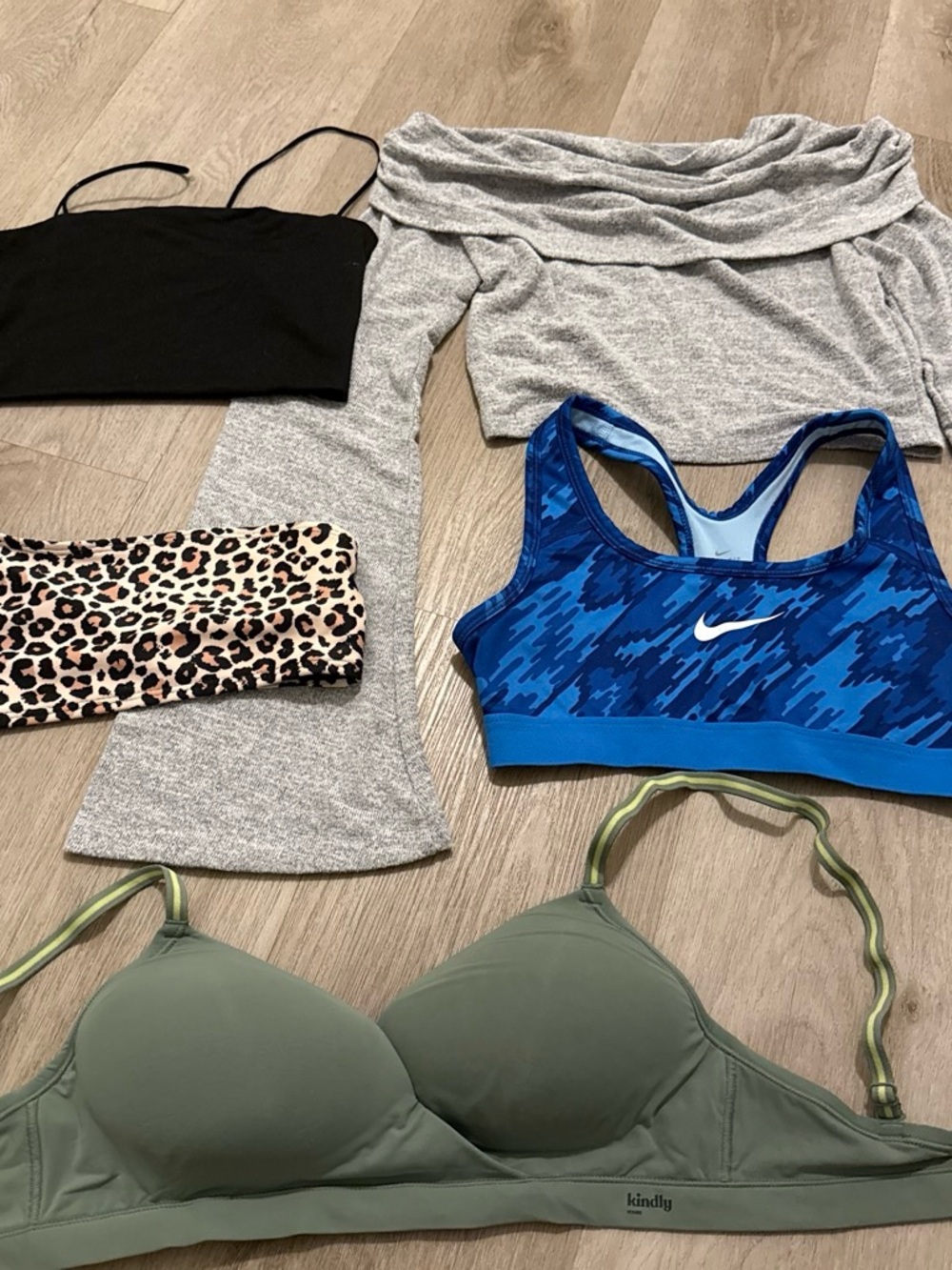 Nike Blue Camo Racerback Sports Bra with Assorted Bralettes